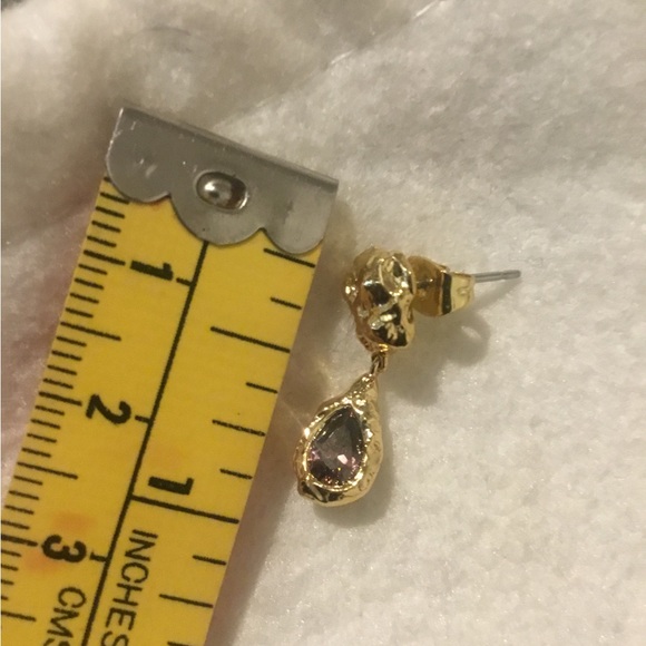 New Luxurious Alexis Bitter Pebble Cake Bezel Set Dangle Earrings With Dust Bag - Picture 7 of 7